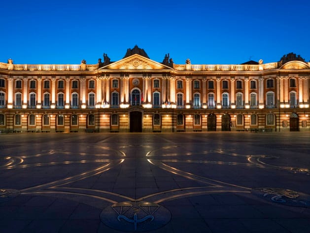 View of Capitole or City Hall is the municipal administration of the Toulouse city in France